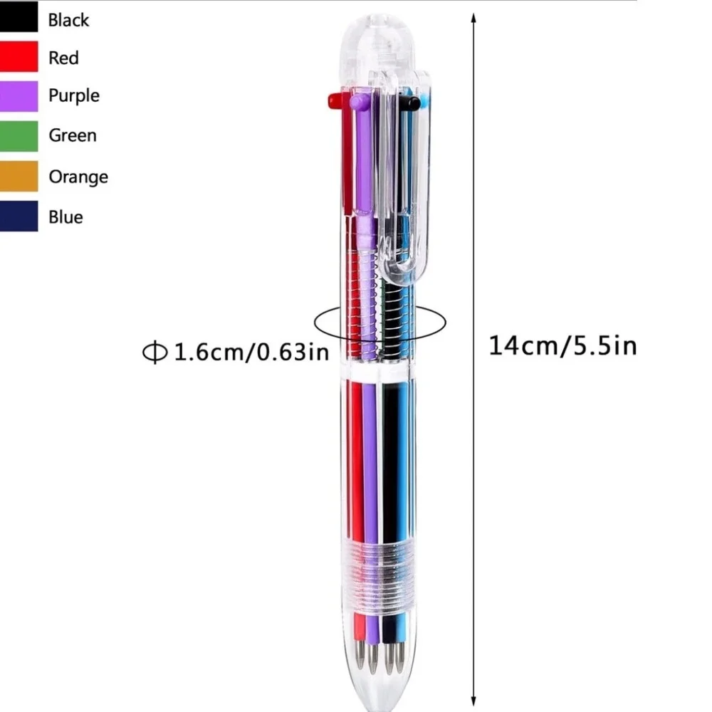 6 Color Retractable Ballpoint Pen Multi Color Writing‎ Tool for School Office